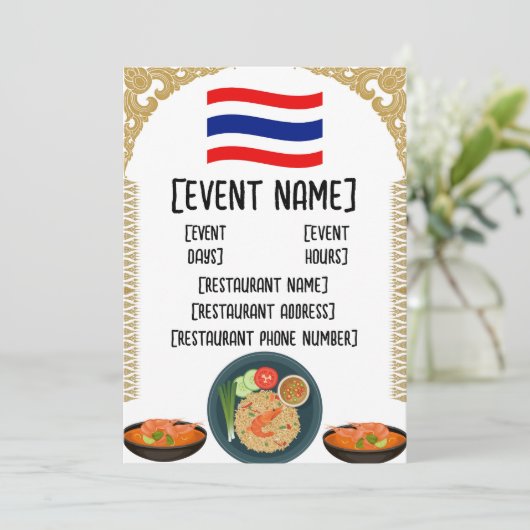 Thai Restaurant-evenementen en -introducties Kaart (Staand voorkant)