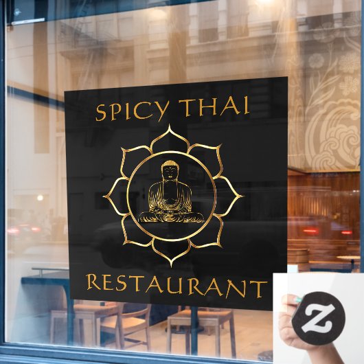 Thai Restaurant Golden Buddha Front Wind aanpassen Raamsticker (Cafe Raam)