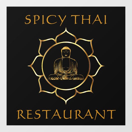 Thai Restaurant Golden Buddha Front Wind aanpassen Raamsticker (Vel)