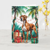Thai Ridgeback Dog Christmas Wenskaart Kaart (Gele Bloem)