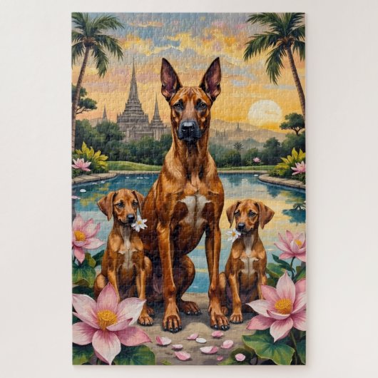 Thai Ridgeback Tropische Lotus Kunst Legpuzzel (Verticaal)