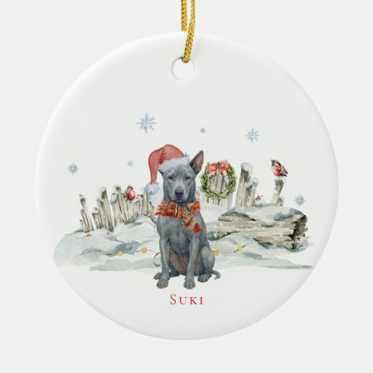 Thai Ridgeback Waterverf Dog | Monogram Keramisch Ornament (Voorkant)
