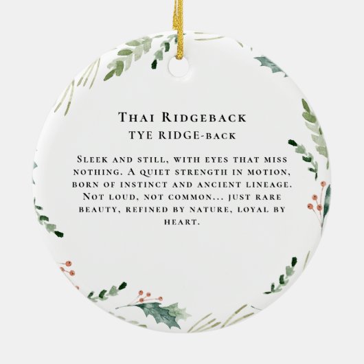 Thai Ridgeback Waterverf Dog | Monogram Keramisch Ornament (Achterkant)