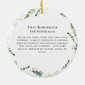 Thai Ridgeback-waterverf honden | Monogram  Keramisch Ornament (Achterkant)