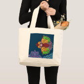 Thai Script Abstracte Vissen Kunst | Jumbo Boodsch Grote Tote Bag (Voorkant (product))