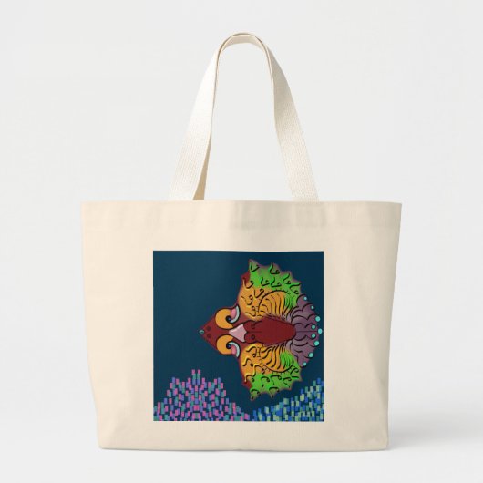 Thai Script Abstracte Vissen Kunst | Jumbo Boodsch Grote Tote Bag (Voorkant)