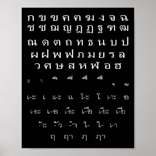 Thai Script Wall Alphabet Vowels Halloween Costume Poster (Voorkant)
