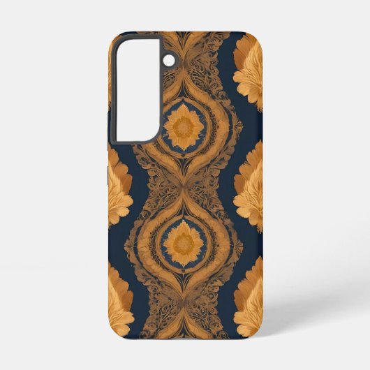 Thai Silk inspired Pattern in Gold Samsung Galaxy Hoesje (Achterkant)
