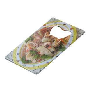 Thai Spicy Sausage Salad ... Asian Street Food Creditkaart Flessenopener