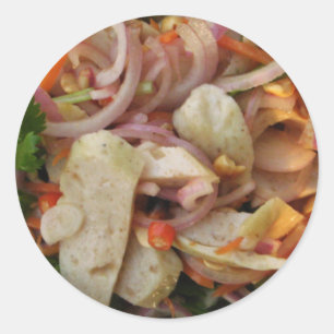Thai Spicy Sausage Salad ... Asian Street Food Ronde Sticker