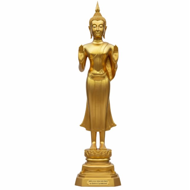 Thai Standing Gold Buddha Statue 2D statuette Staand Fotobeeldje (Voorkant)