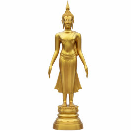 Thai Standing Gold Buddha Statue 2D statuette Staand Fotobeeldje