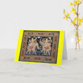 Thai Tapestry - Blank Wenskaart Kaart (Gele Bloem)