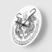 Thai Tattoo Design Tiger " Yant Suea Koo "Black Ronde Klok (Hoek)