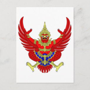 THAI THAILAND COAT OF ARMS EMBLEM FLAG BRIEFKAART