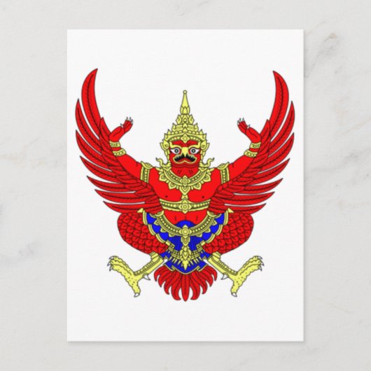 THAI THAILAND COAT OF ARMS EMBLEM FLAG BRIEFKAART (Voorkant)