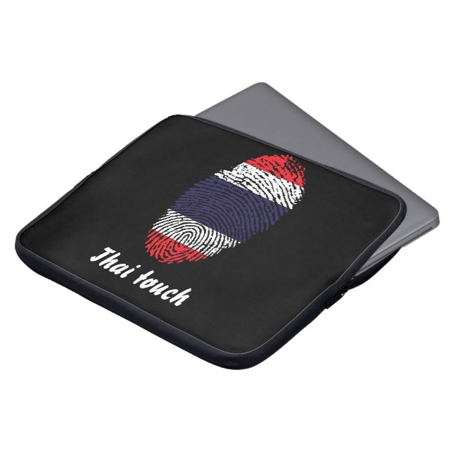 Thai vingerafdrukvlag laptop sleeve (Voorkant top)