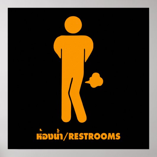 THAI-VOEDSEL KAN SPIEK ⚠ Funny Sign : Restrooms ⚠ Poster (Voorkant)