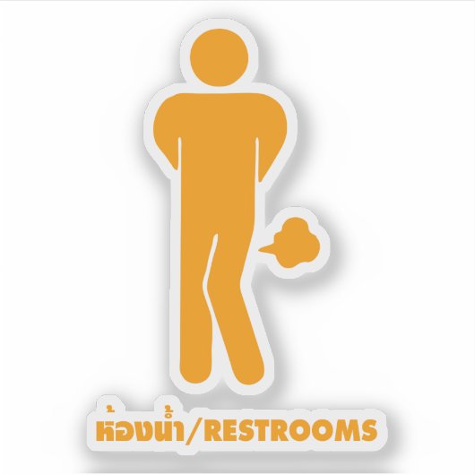 THAI-VOEDSEL KAN SPIEK ⚠ Funny Sign : Restrooms ⚠ Sticker (Voorkant)