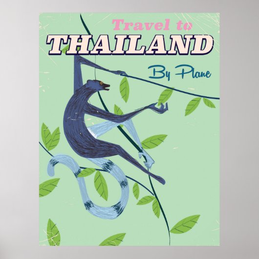 Thailand Aap vintage reisprint Poster (Voorkant)