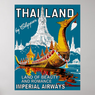 THAILAND Airline Travel Adverteren afdrukken Poster