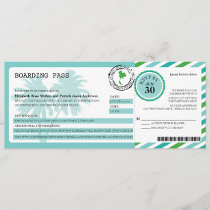 Thailand Airmail Boarding Pass Wedding Kaart