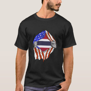 Thailand Amerika Borst USA Thai Roots Thai Pride T T-shirt