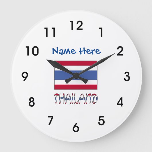 Thailand and Thai Flag with Your Name Large Clock Grote Klok (Voorkant)