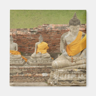 Thailand, Ayutthaya. Beelden van zittende boeddha' Magneet