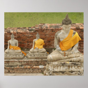 Thailand, Ayutthaya. Statuut van de zittende boedd Poster