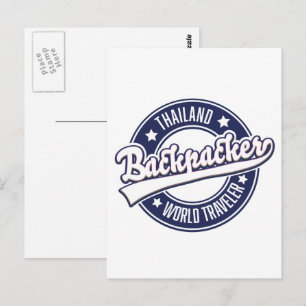 Thailand Backpacker World Traveler logo Briefkaart