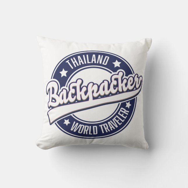 Thailand Backpacker World Traveler logo Kussen (Voorkant)