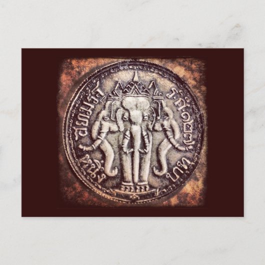 Thailand Baht Elephant Coin Briefkaart (Voorkant)