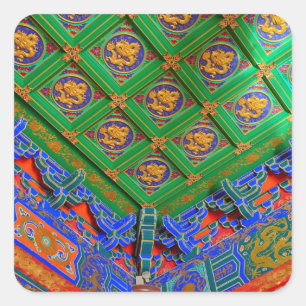 Thailand, Bangkok Drakentempel Vierkante Sticker