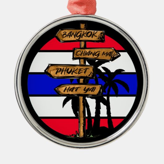 Thailand Bestemmingen - Bangkok Chiang Mai Phuket Metalen Ornament (Voorkant)