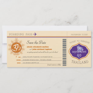 Thailand boarding Pass Save the Date