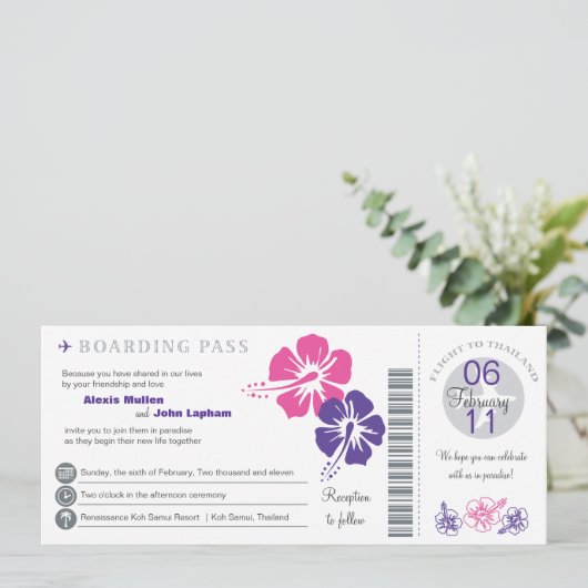 Thailand Boarding Pass Weddenschap Kaart (Staand voorkant)