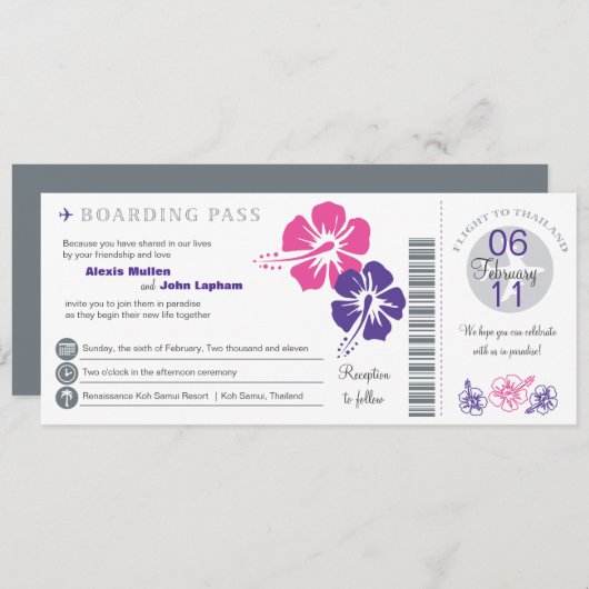 Thailand Boarding Pass Weddenschap Kaart (Voorkant / Achterkant)