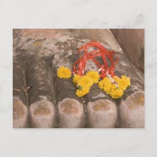 Thailand, Boeddha's voeten en Marigold-aanbod Briefkaart