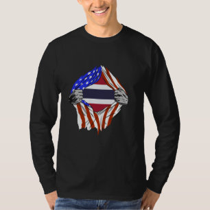 Thailand Borst USA Thaise Roots Thaise Trots Ameri T-shirt