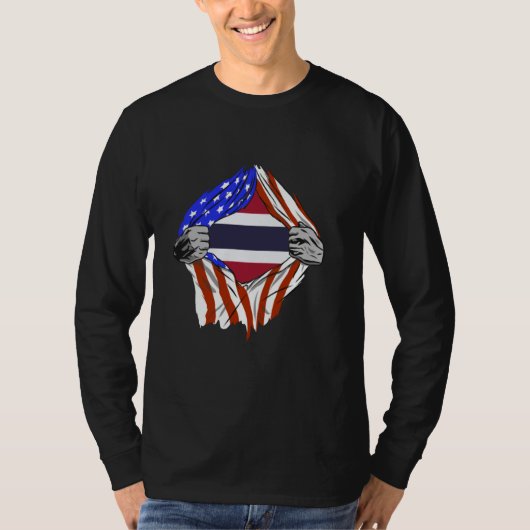 Thailand Borst USA Thaise Roots Thaise Trots Ameri T-shirt (Voorkant)