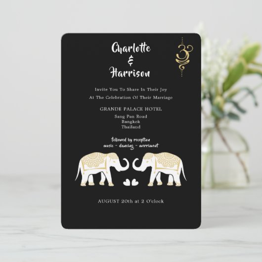 Thailand bruiloft bestemming foto uitnodiging (Staand voorkant)