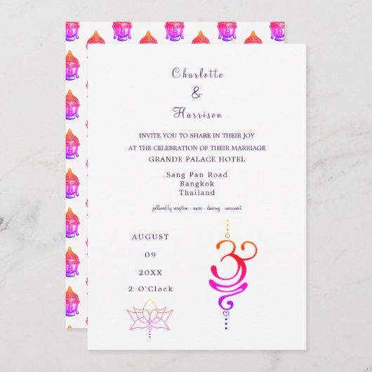 Thailand bruiloft bestemming kaart (Voorkant / Achterkant)