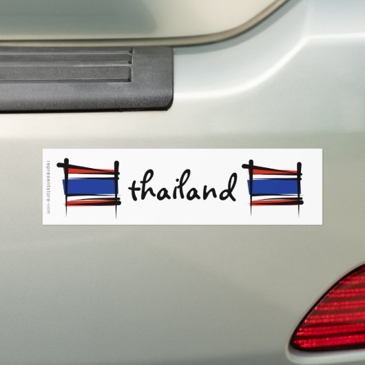 Thailand Brush Flag Bumpersticker (Op auto)