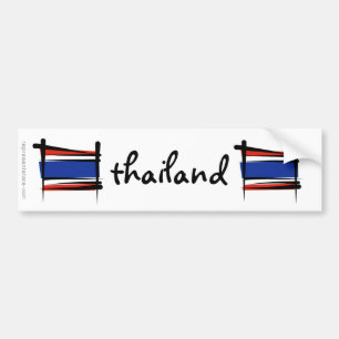 Thailand Brush Flag Bumpersticker