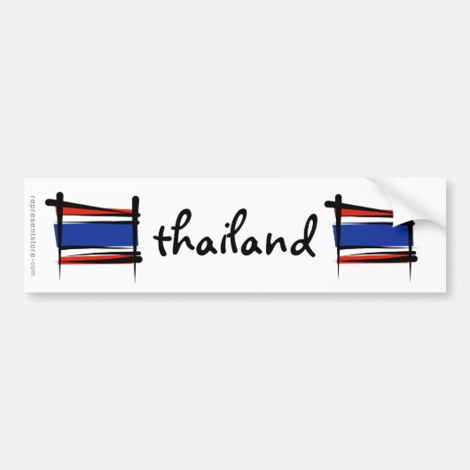 Thailand Brush Flag Bumpersticker (Voorkant)