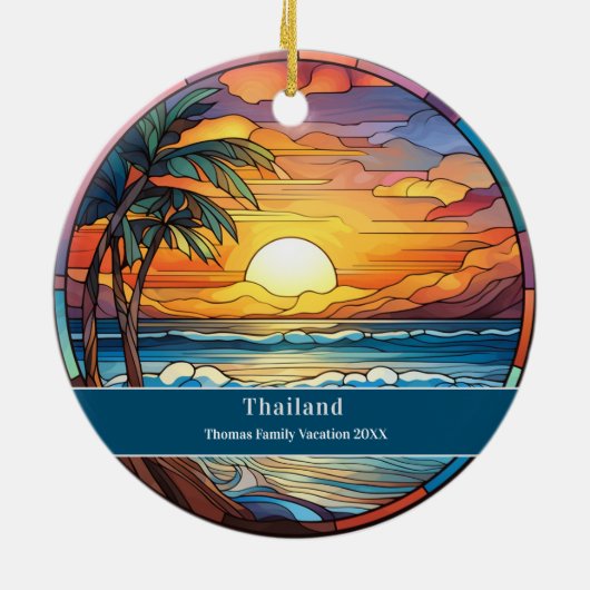 Thailand Custom Beach Vacation Keramisch Ornament (Achterkant)