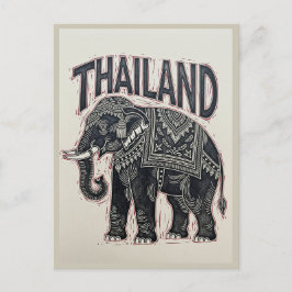 Thailand Elephant Block Print Briefkaart