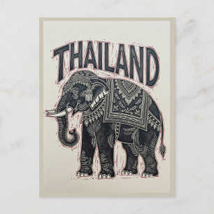 Thailand Elephant Block Print Briefkaart