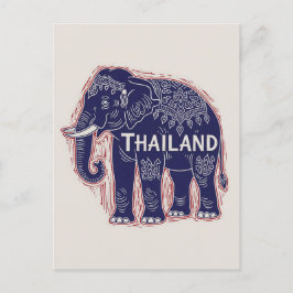 Thailand Elephant Block Print Briefkaart